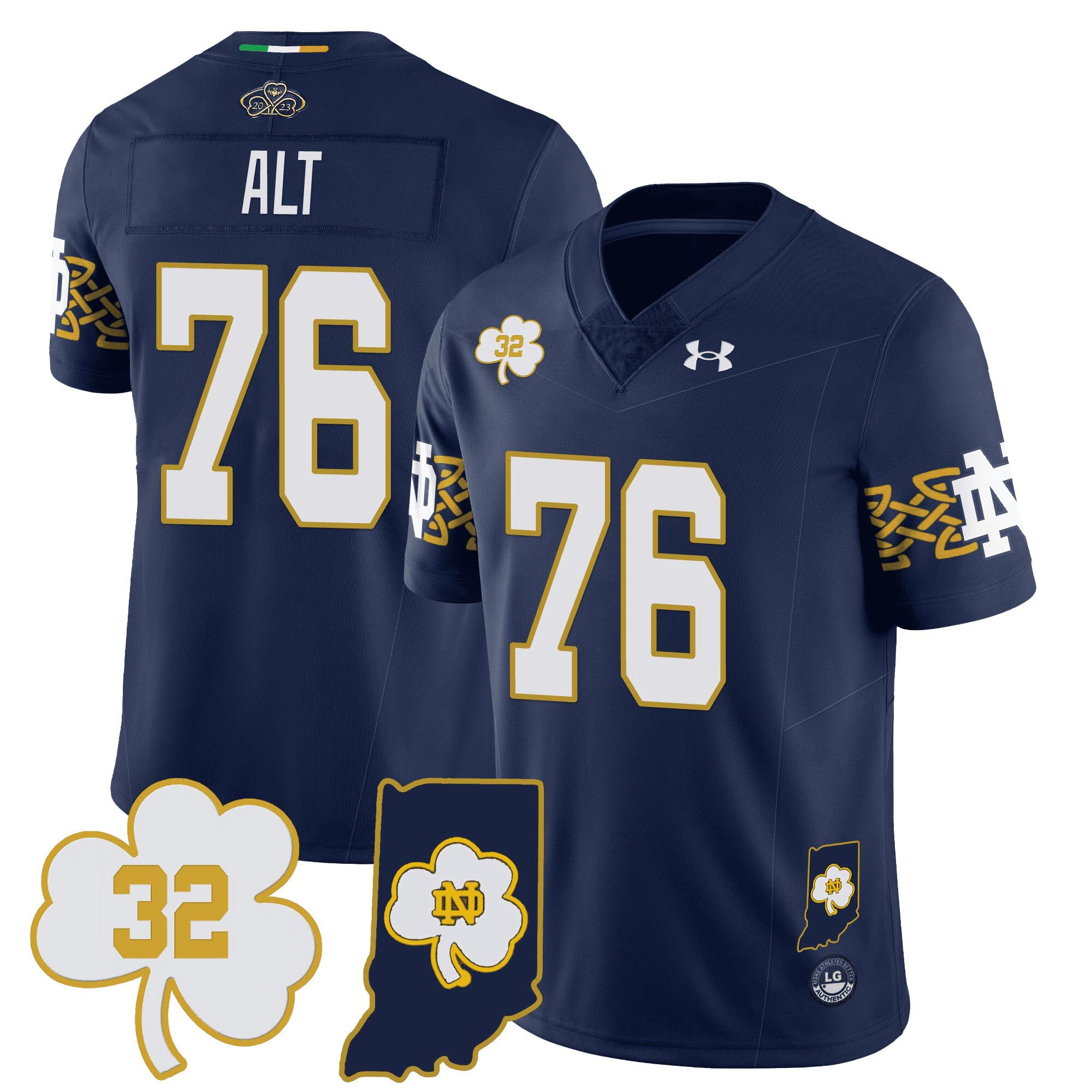 Men Notre Dame Fighting Irish #76 Alt Drak Blue 2024 Vapor Limited NCAA Jersey style 1